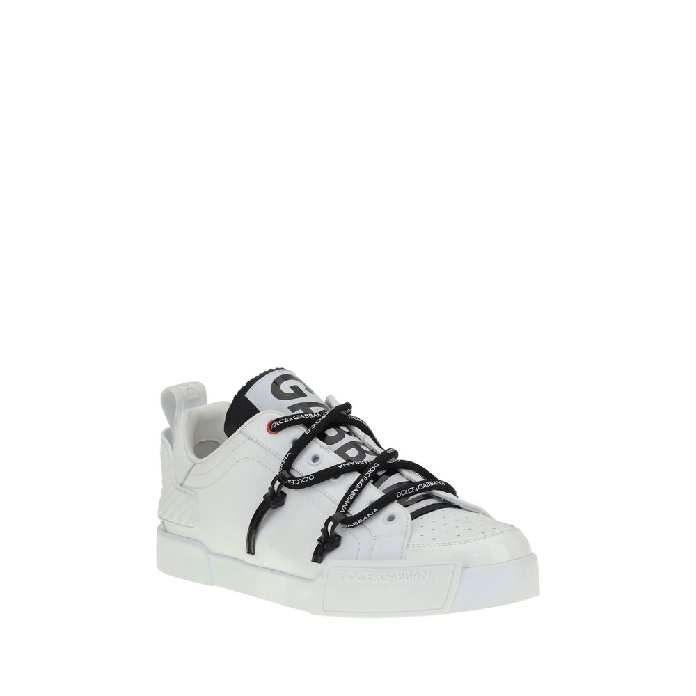 Dolce & Gabbana White Premium Patent Leather Sneakers