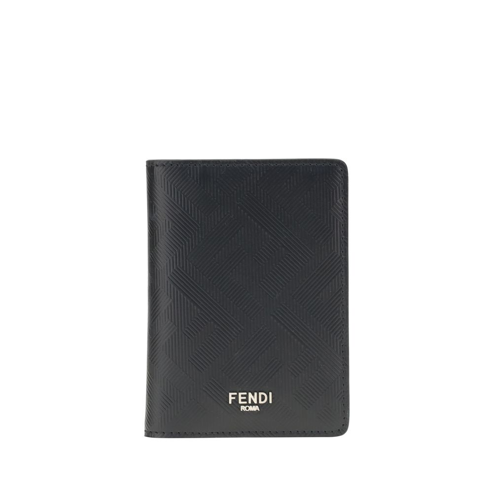 Fendi Black Exquisite Calfskin Leather Card Holder
