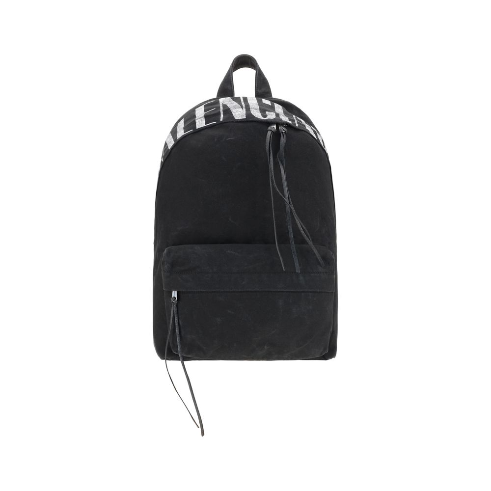 Balenciaga Black Canvas Editor Backpack: Luxury Minimalist Design