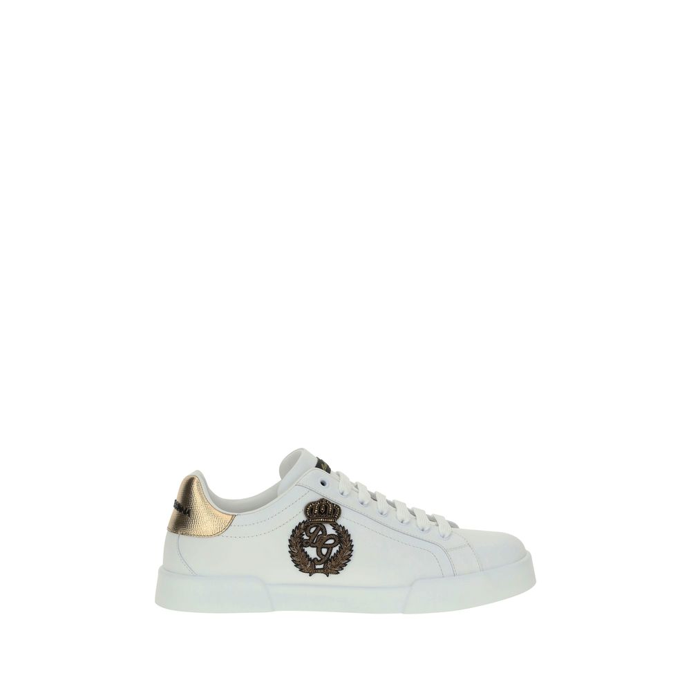 Dolce & Gabbana White Calf Leather Portofino Sneakers