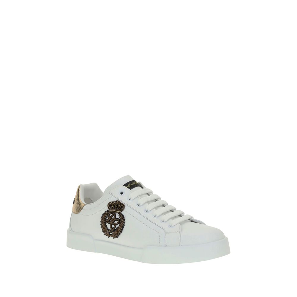 Dolce & Gabbana White Calf Leather Portofino Sneakers