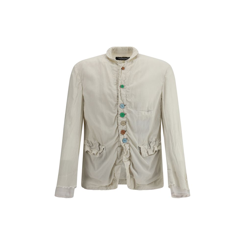 Undercover Black Wool Jacket with Multicolored Button Elegance