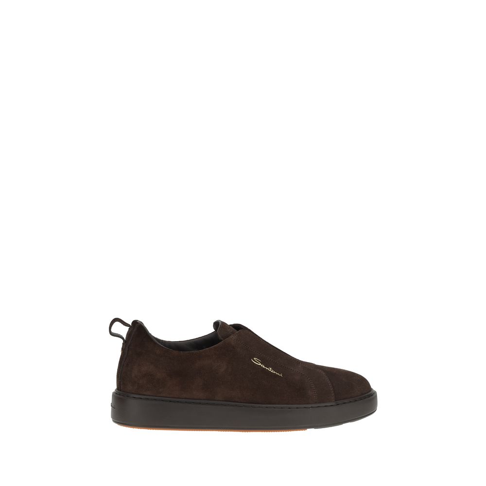 Santoni Grey Premium Suede Victory Sneakers