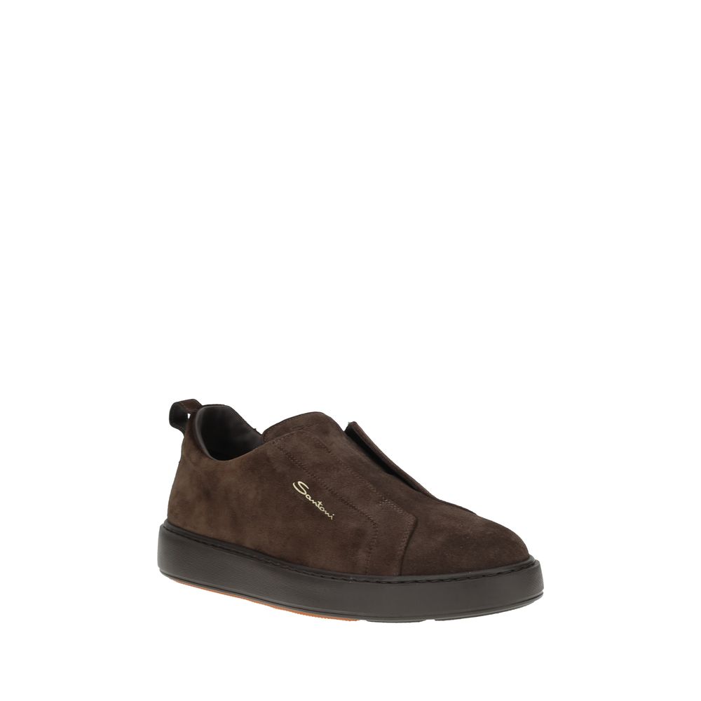 Santoni Grey Premium Suede Victory Sneakers