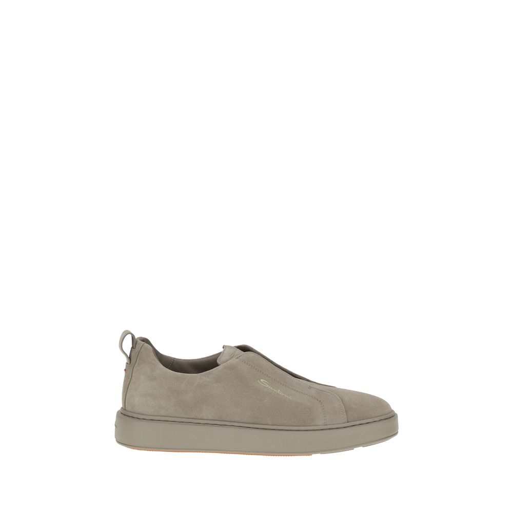 Santoni Grey Premium Suede Sneakers in Premium Suede Elegance