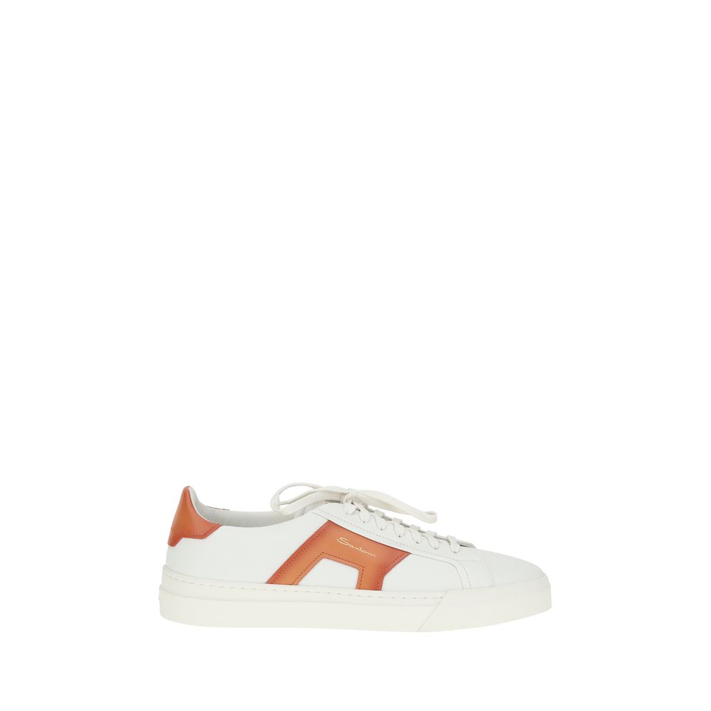 Santoni White Leather Sneakers - Timeless Elegance Redefined