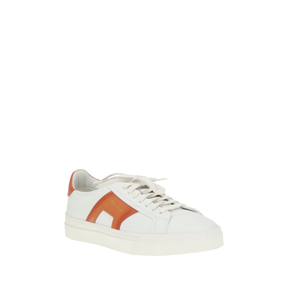 Santoni White Leather Sneakers - Timeless Elegance Redefined