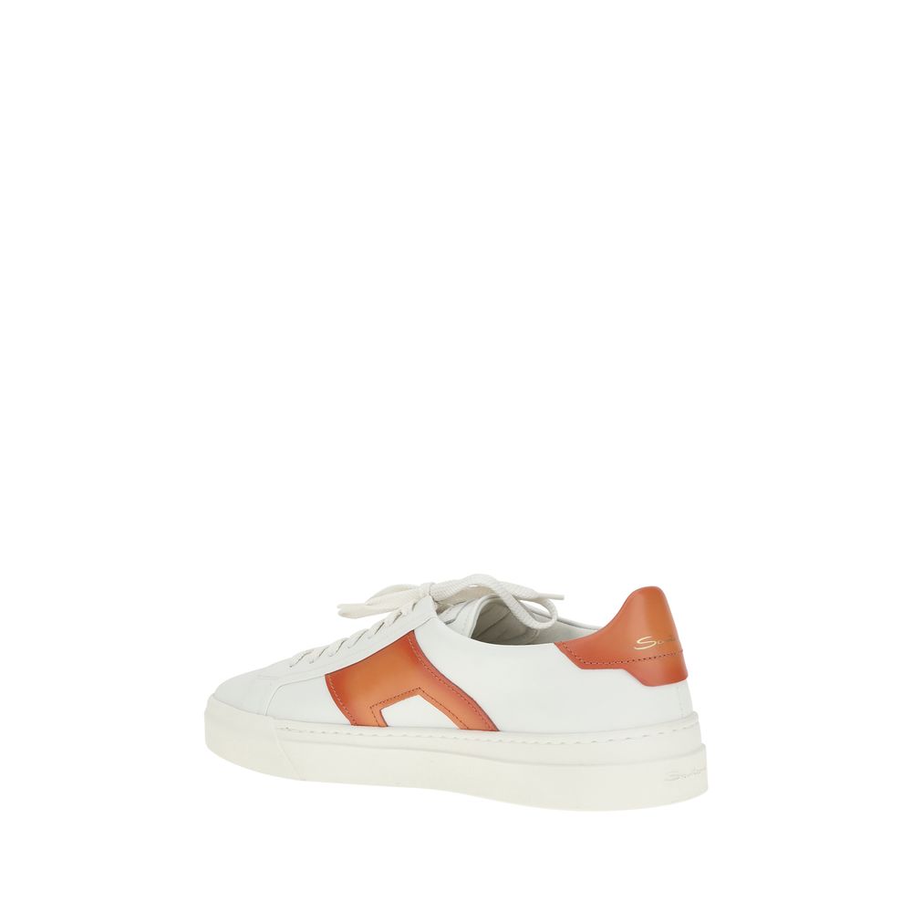 Santoni White Leather Sneakers - Timeless Elegance Redefined