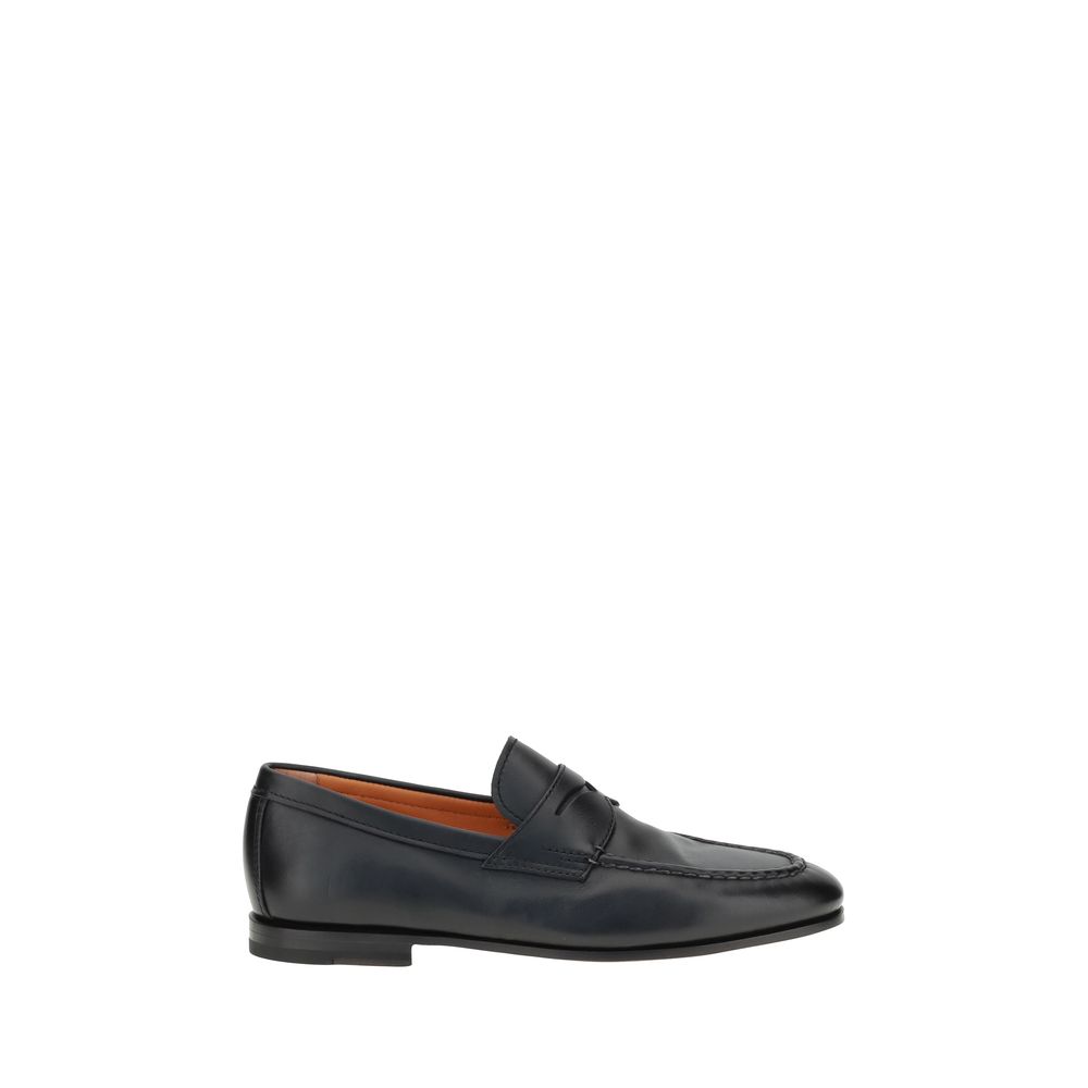 Santoni Brown Leather Loafers - Timeless Elegance Redefined