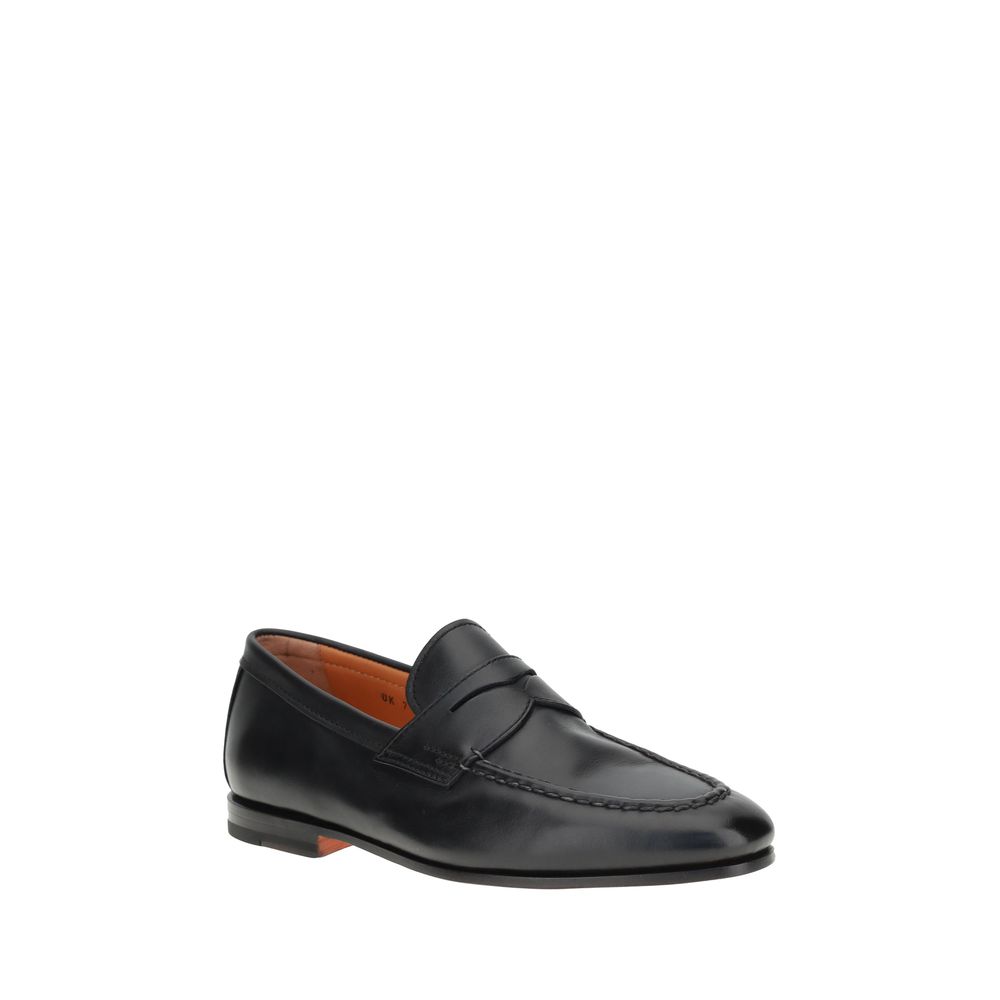 Santoni Brown Leather Loafers - Timeless Elegance Redefined