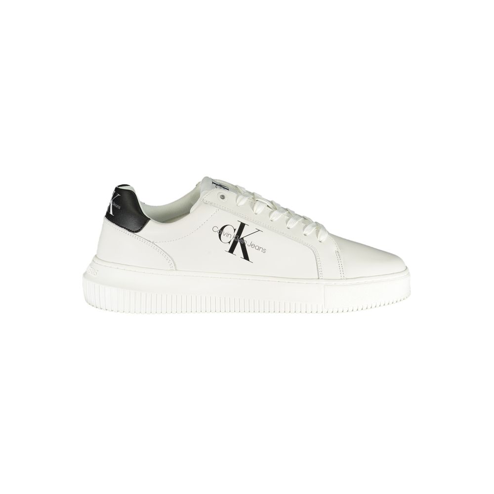 Calvin Klein White Leather Lace-Up Sneakers Elevate Style