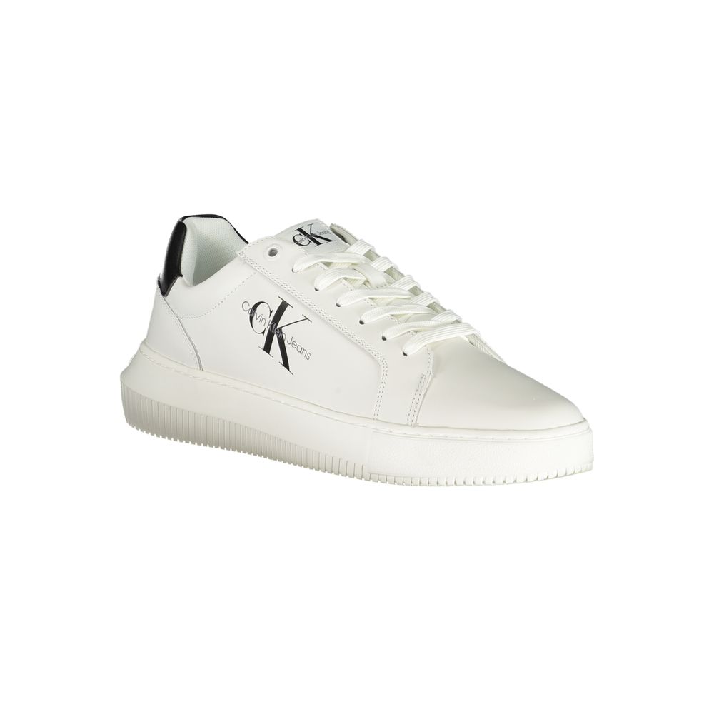 Calvin Klein White Leather Lace-Up Sneakers Elevate Style