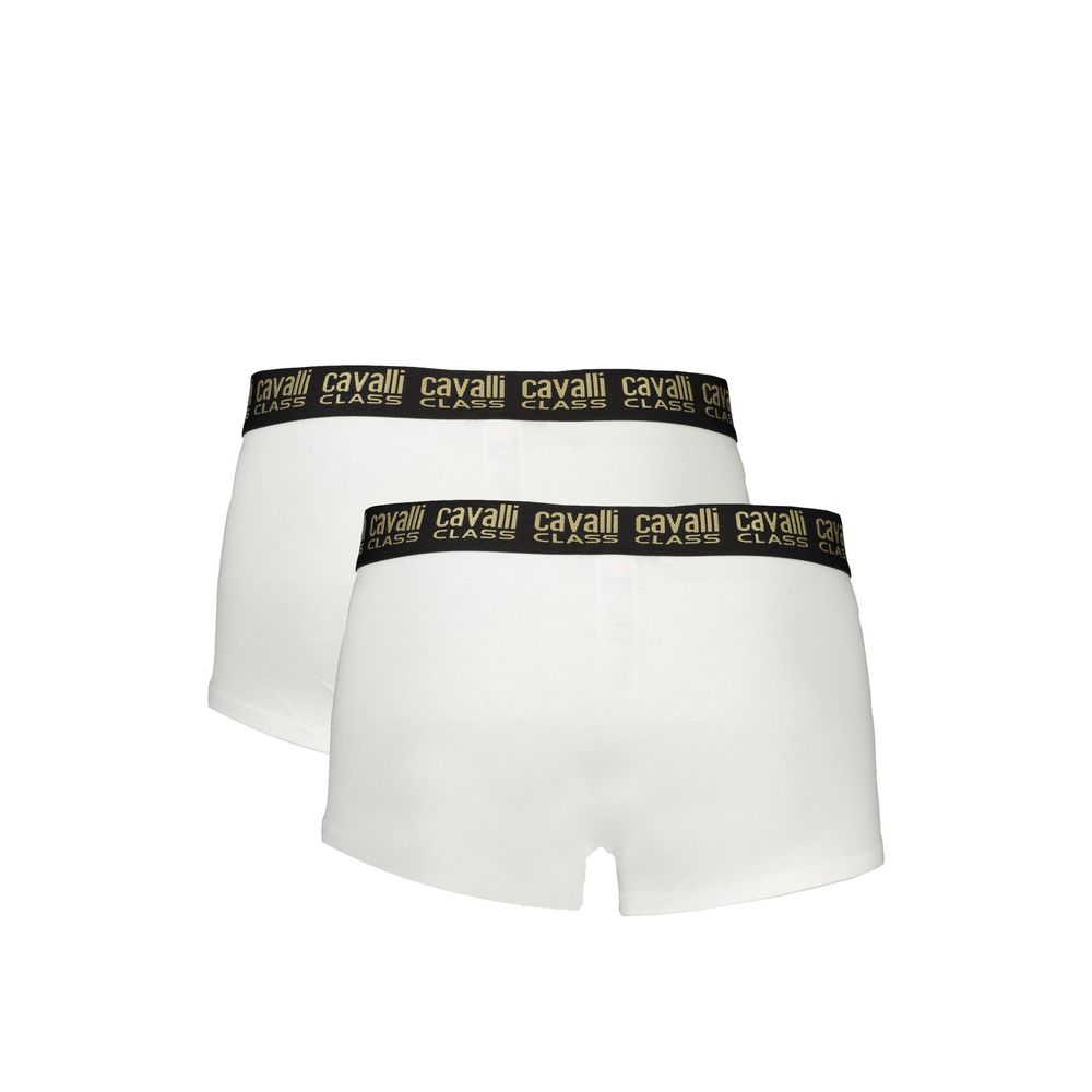 Cavalli Class White Cotton Boxer Pair for Elevated Comfort