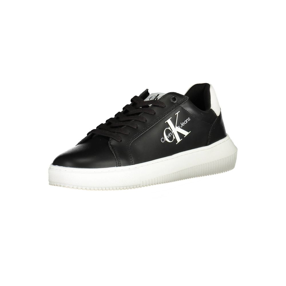 Calvin Klein Black Leather Lace-Up Sports Sneakers