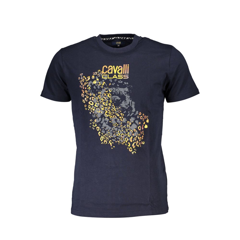 Cavalli Class Blue Cotton T-Shirt for Effortless Elegance