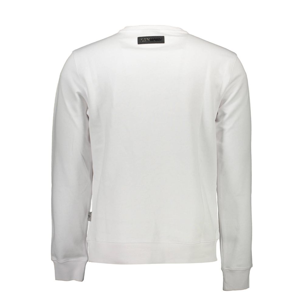 Plein Sport White Cotton Sweater for Elevated Style