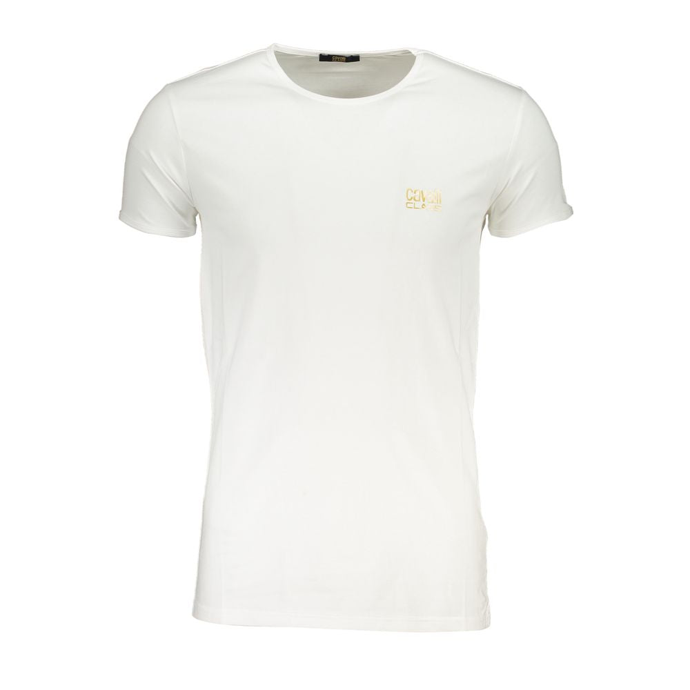 Cavalli Class White Cotton T-Shirt for Effortless Elegance