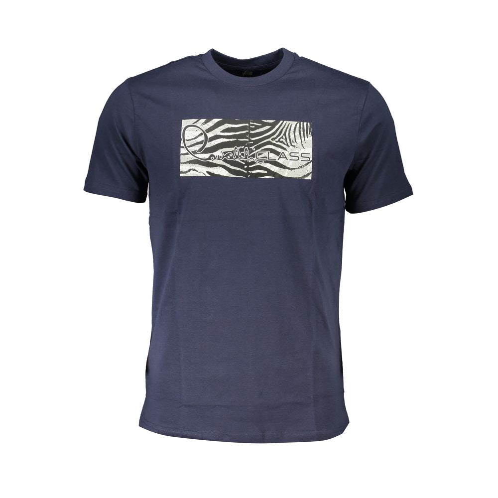 Cavalli Class Blue Cotton T-Shirt for Effortless Elegance