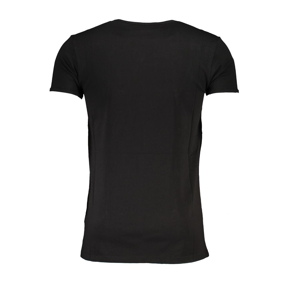 Cavalli Class Black Cotton T-Shirt for Effortless Elegance