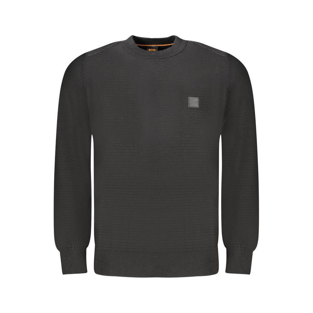 Hugo Boss Black Cotton Sweater for Elevated Style