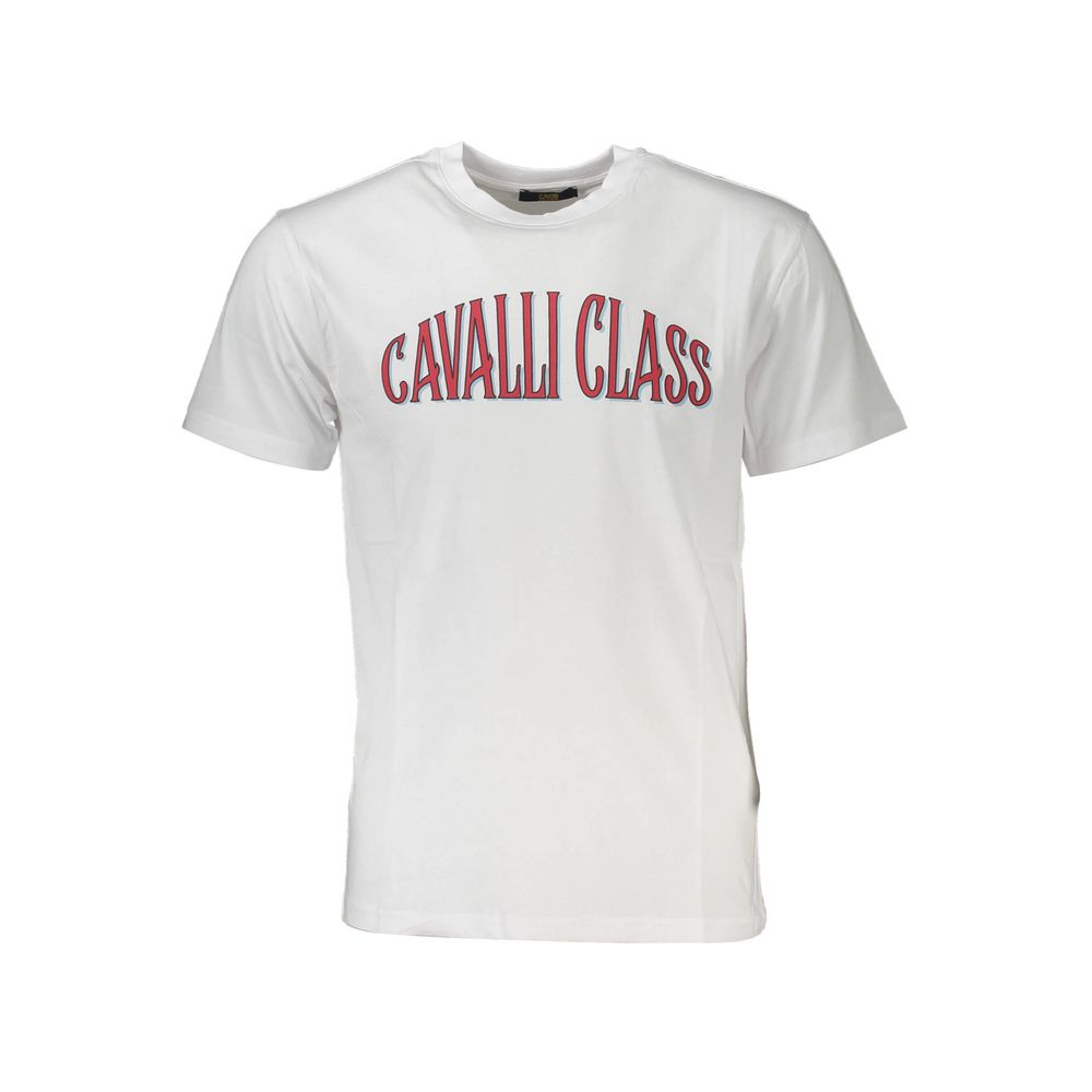 Cavalli Class White Cotton T-Shirt for Effortless Elegance