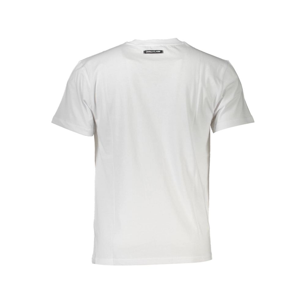 Cavalli Class White Cotton T-Shirt for Effortless Elegance