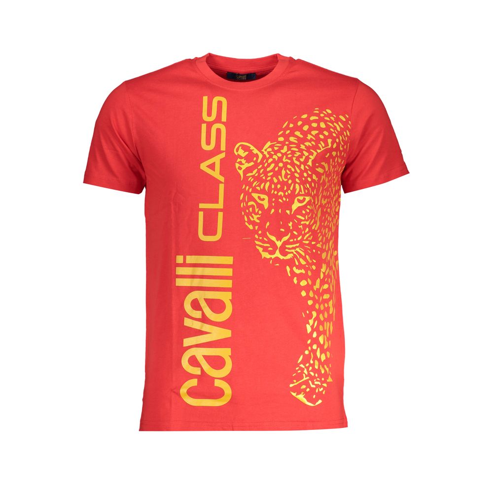 Cavalli Class Red Cotton T-Shirt for Elevated Wardrobe