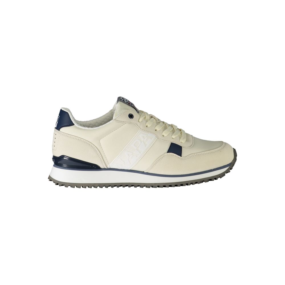Napapijri White Leather Sneaker With Distinctive Design Elements