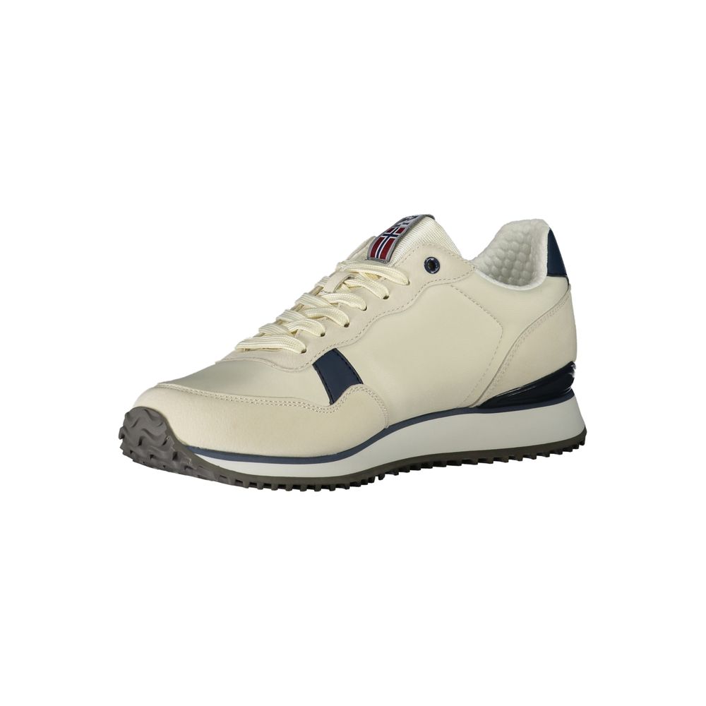 Napapijri White Leather Sneaker With Distinctive Design Elements