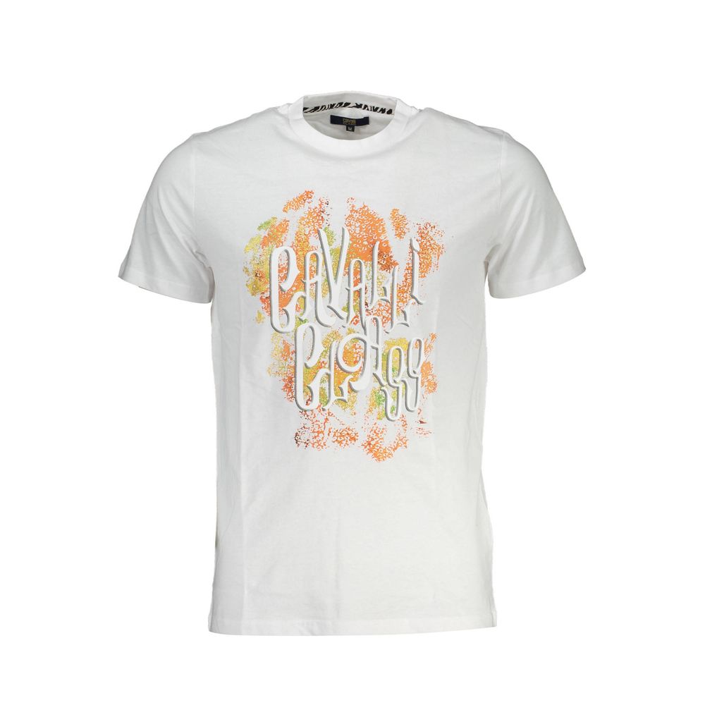 Cavalli Class White Cotton T-Shirt for Effortless Elegance