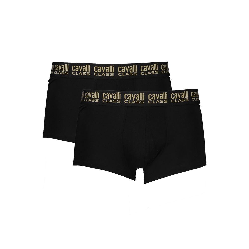 Cavalli Class Black Cotton Boxer Briefs for Luxe Comfort