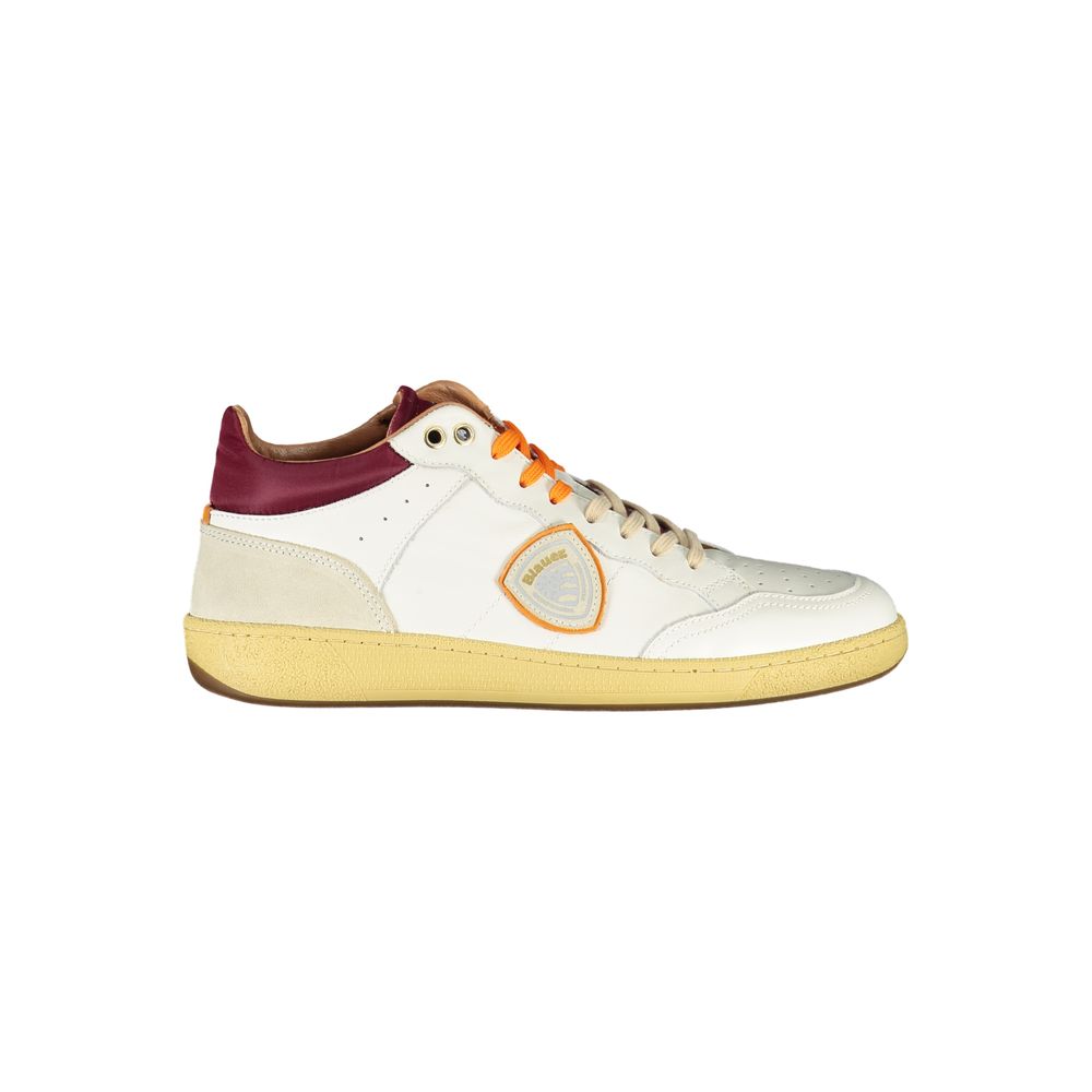 Blauer White Leather Sneakers with Contrast Accents