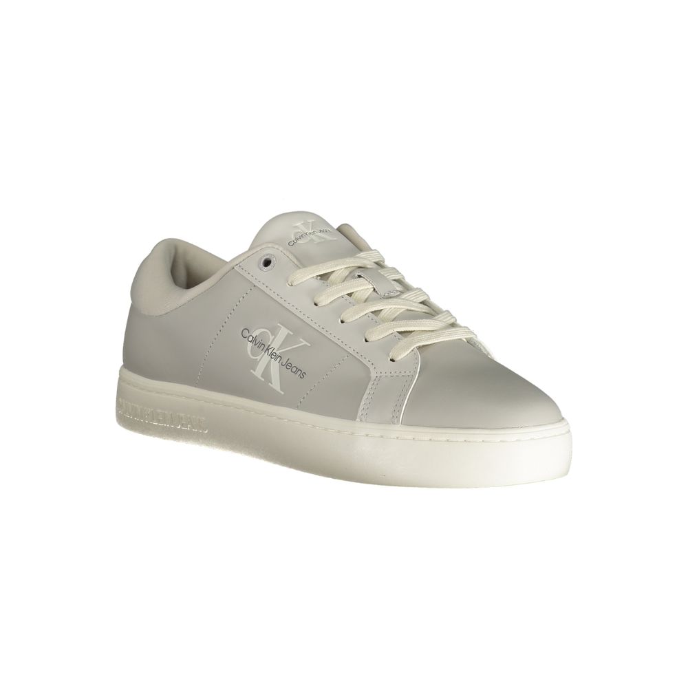 Calvin Klein Gray Leather Sneaker with Modern Elegance