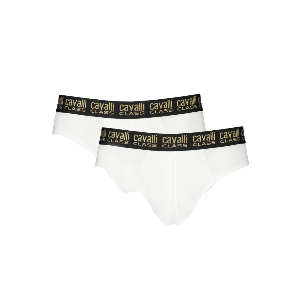 Cavalli Class White Cotton Underwear Bi-Pack Slip Set
