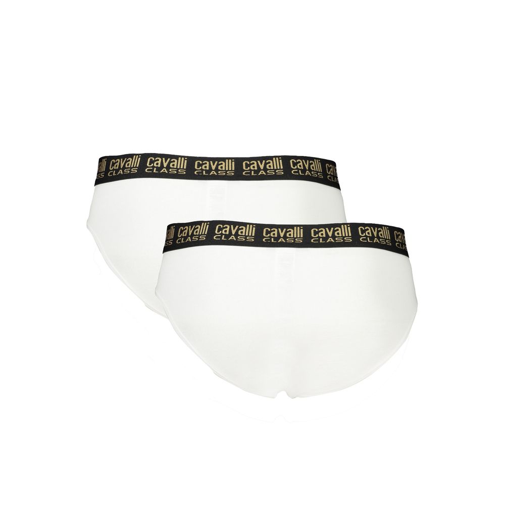 Cavalli Class White Cotton Underwear Bi-Pack Slip Set
