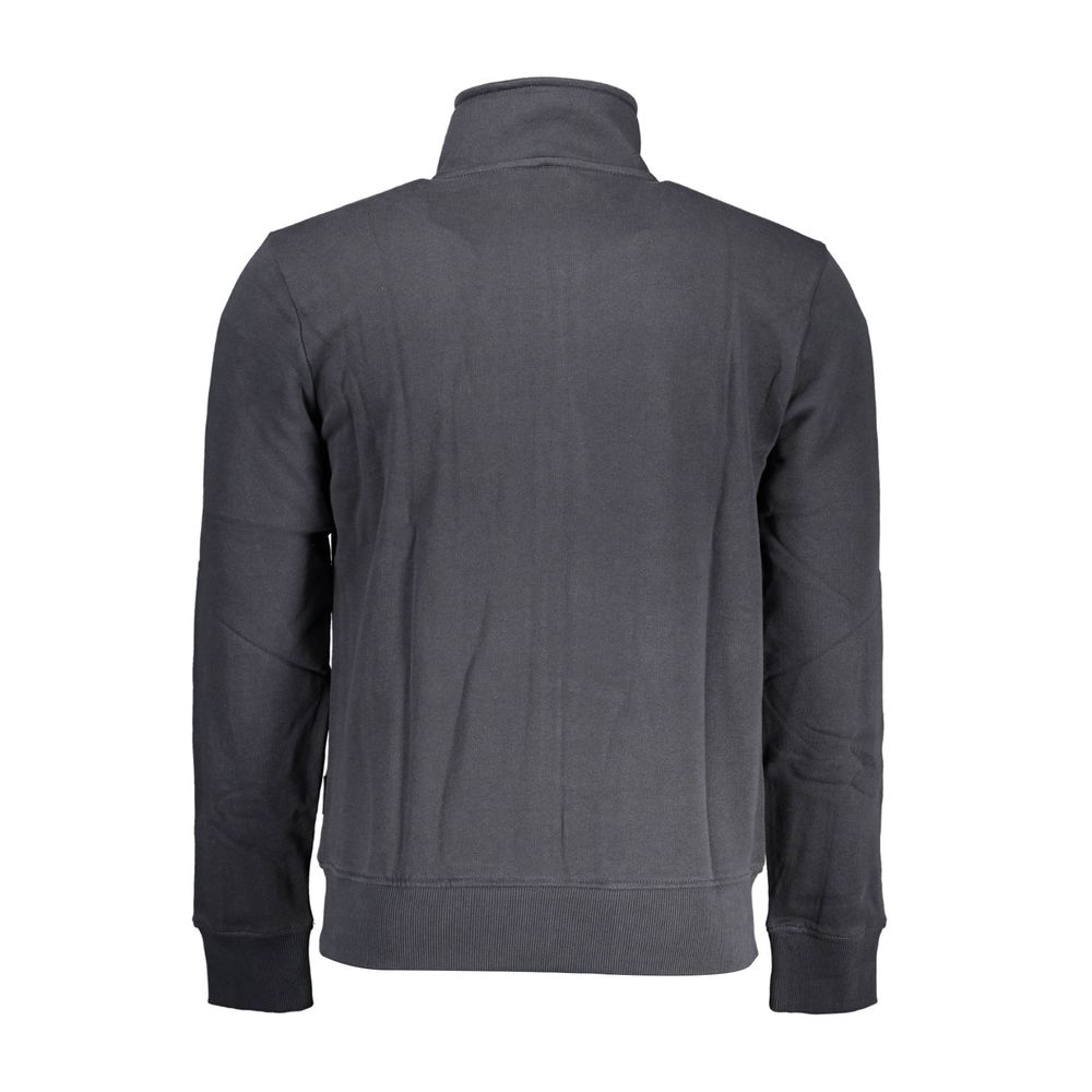 Napapijri Black Cotton Sweater with Zip and Pockets