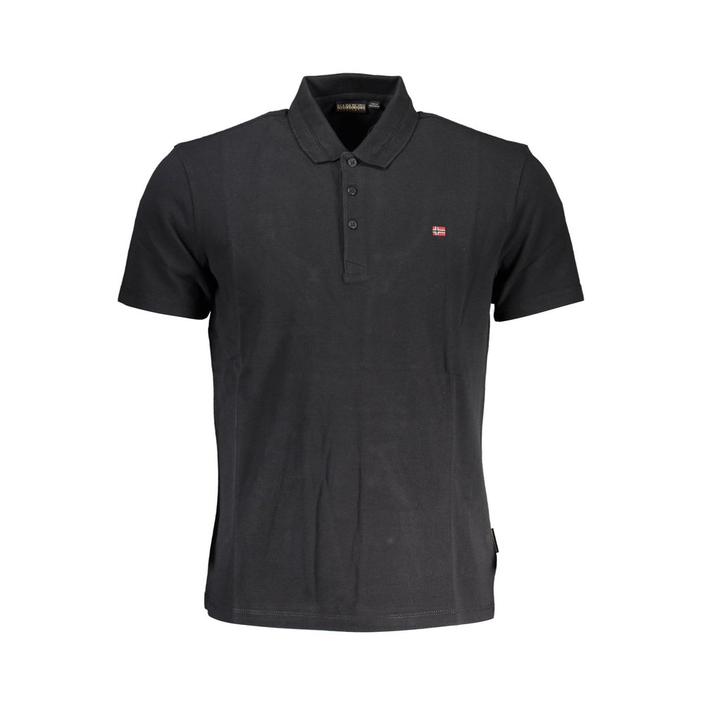 Napapijri Black Cotton Polo Shirt for Timeless Elegance