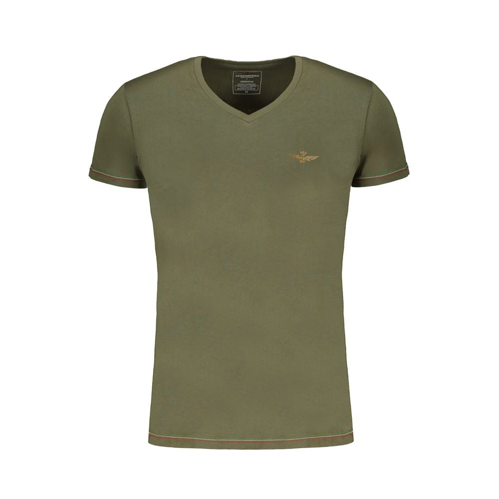 Aeronautica Militare Green Cotton T-Shirt for Elevated Style