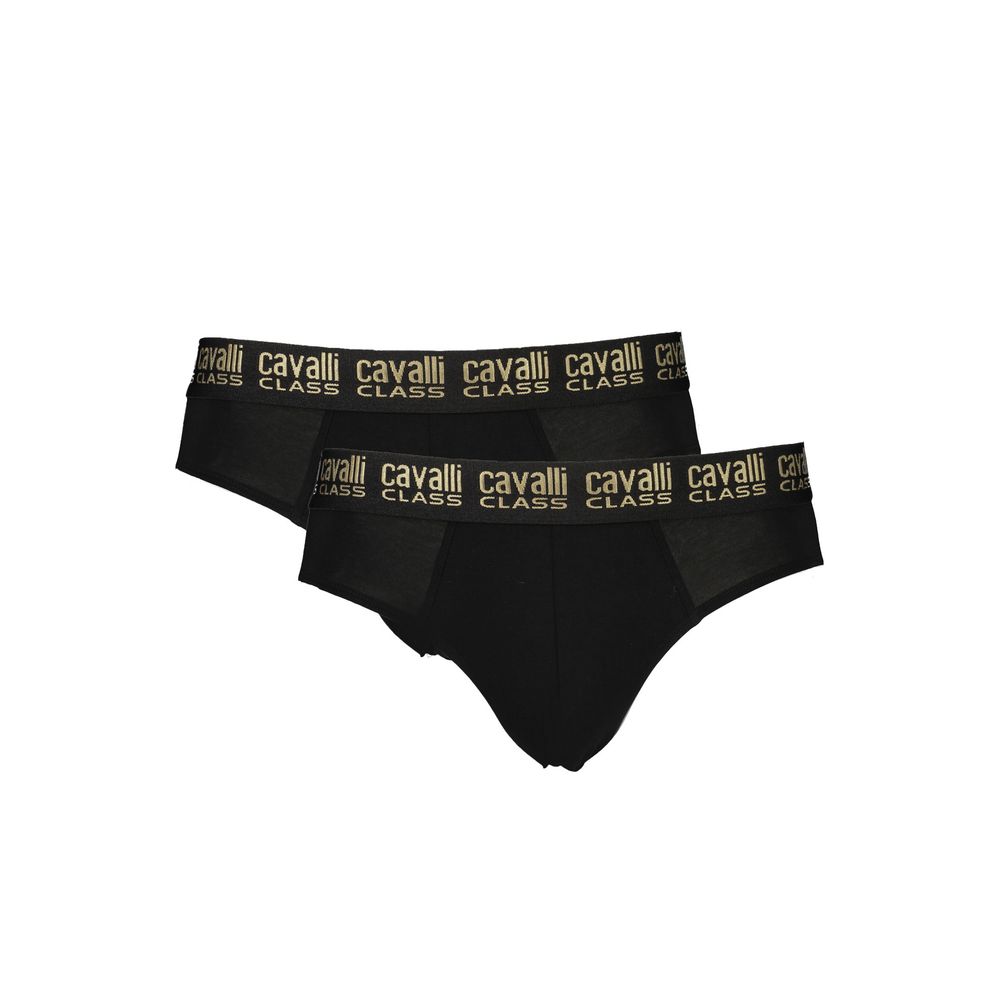Cavalli Class Black Cotton Underwear Bi-Pack Slip