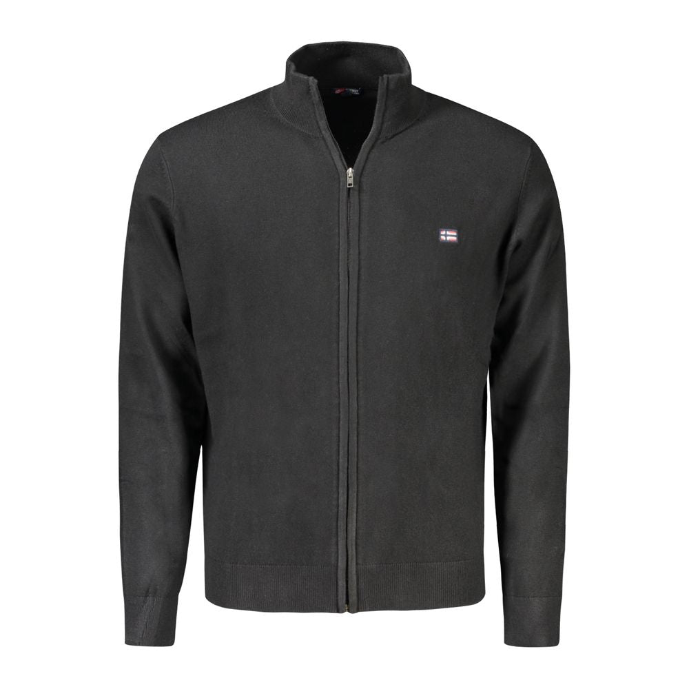 Norway 1963 Black Wool Cardigan with Artisanal Craftsmanship