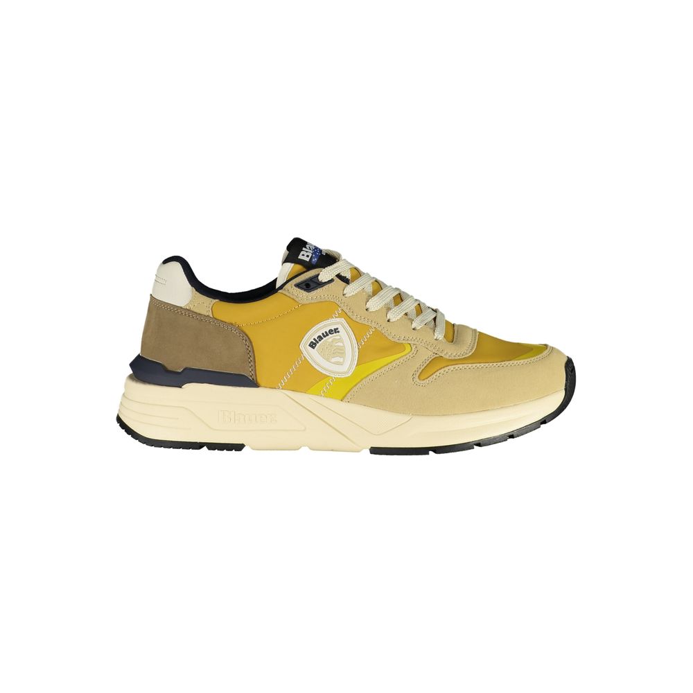 Blauer Beige Leather Luxury Sneaker with Mustard Accents