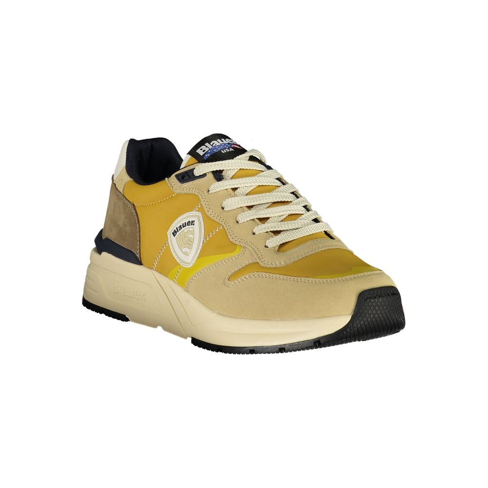 Blauer Beige Leather Luxury Sneaker with Mustard Accents