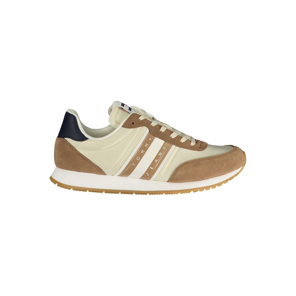 Tommy Hilfiger Beige Leather Sneaker for Elevated Style