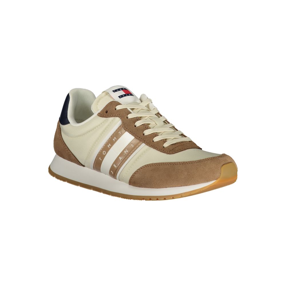 Tommy Hilfiger Beige Leather Sneaker for Elevated Style