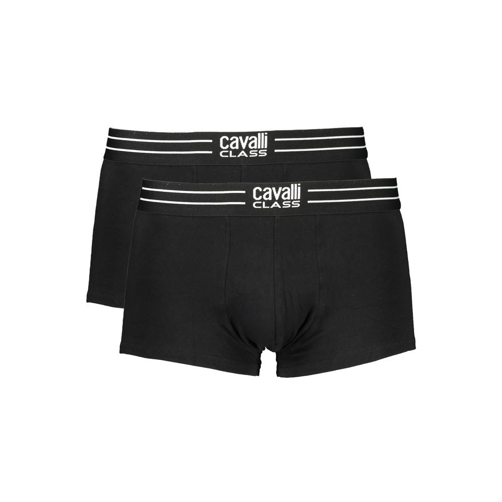 Cavalli Class Black Cotton Boxer for Elevated Comfort