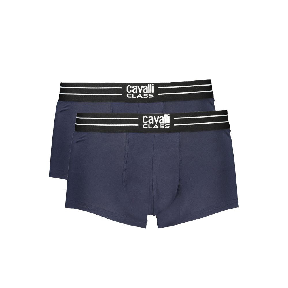Cavalli Class Blue Cotton Boxer for Elevated Comfort