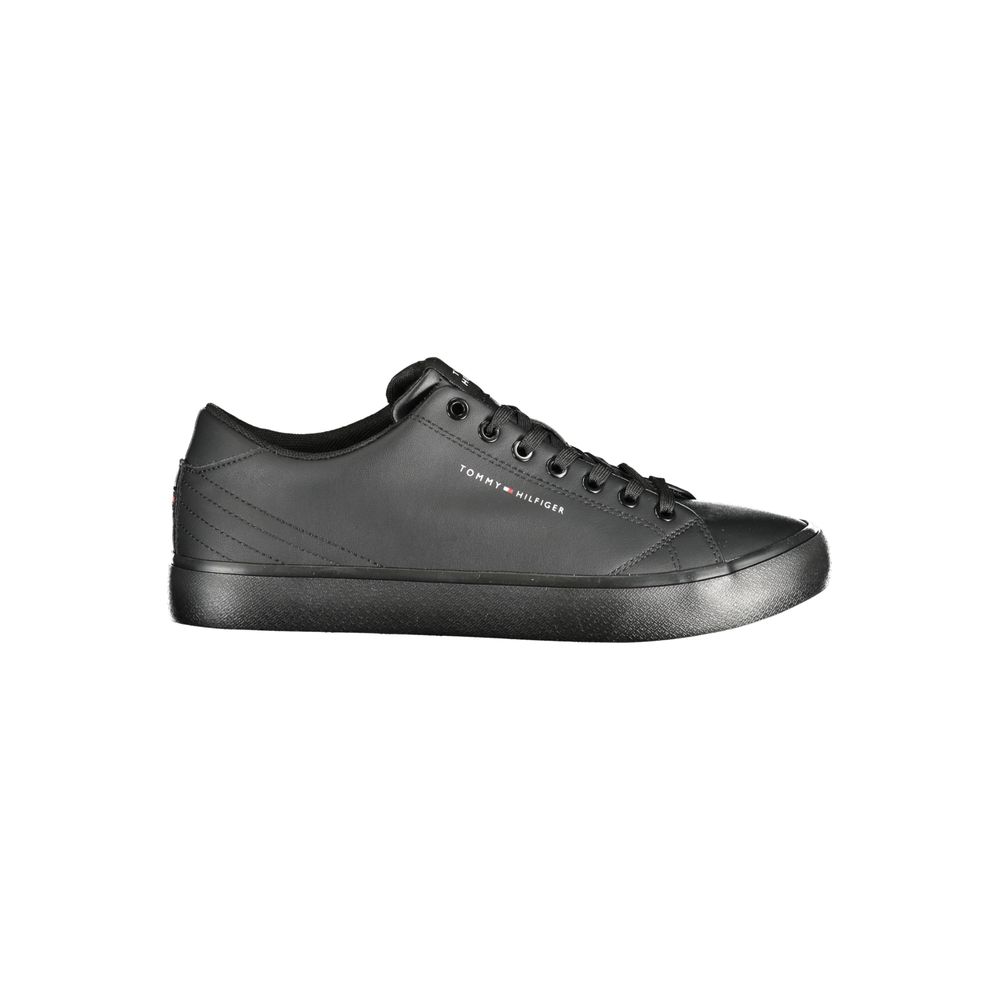 Tommy Hilfiger Black Leather Sneaker for Effortless Style