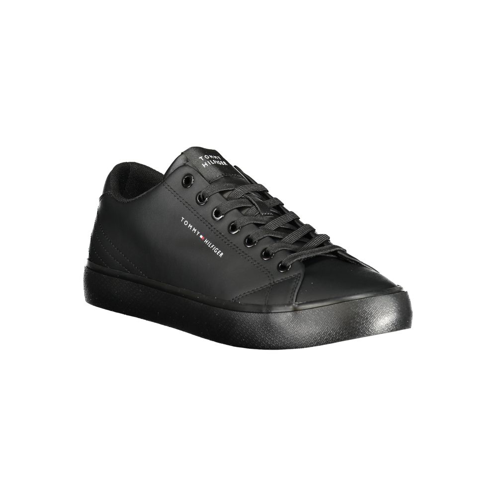 Tommy Hilfiger Black Leather Sneaker for Effortless Style