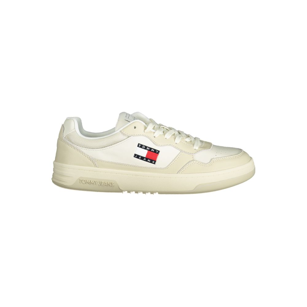 Tommy Hilfiger Beige Leather Sneaker for Sophisticated Style