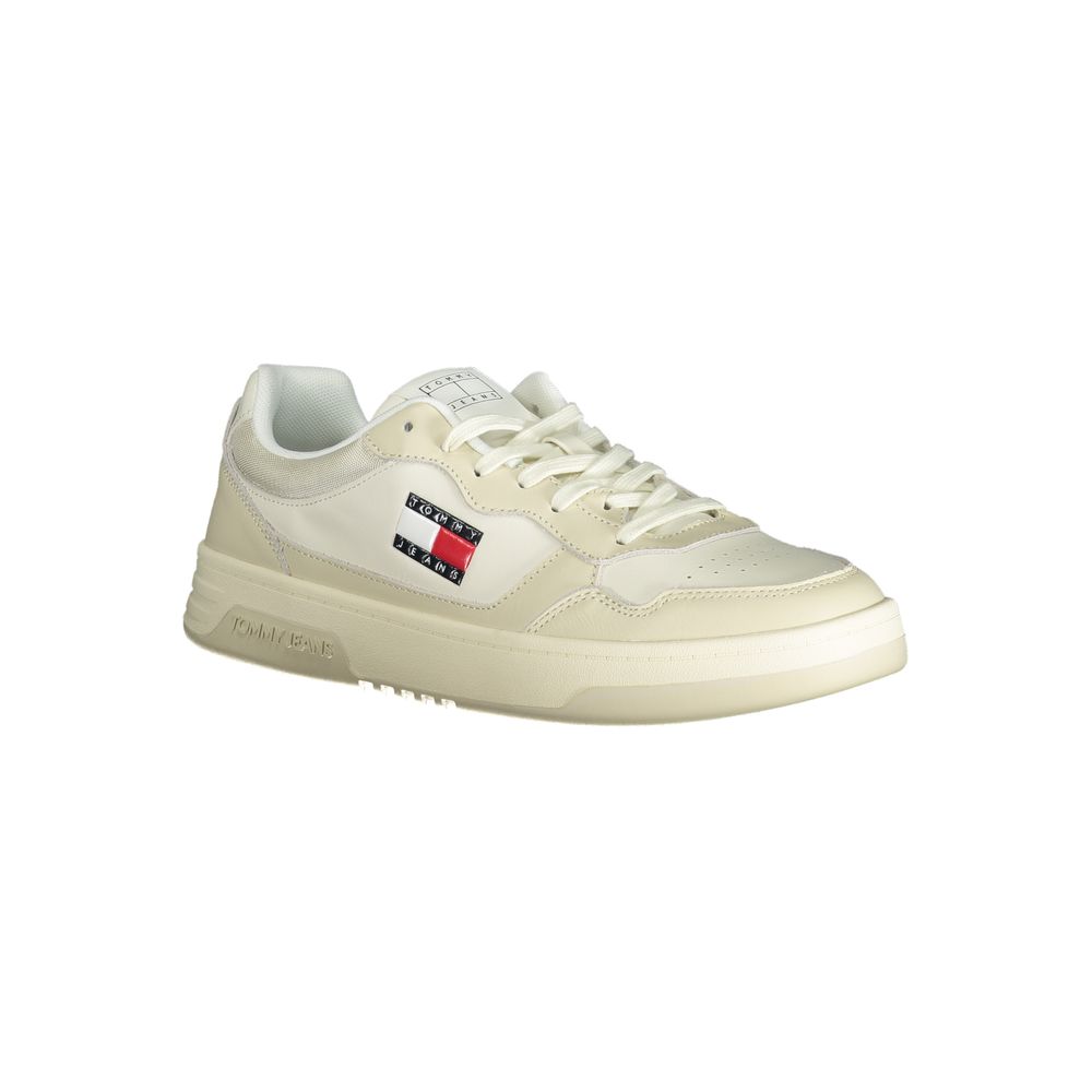Tommy Hilfiger Beige Leather Sneaker for Sophisticated Style